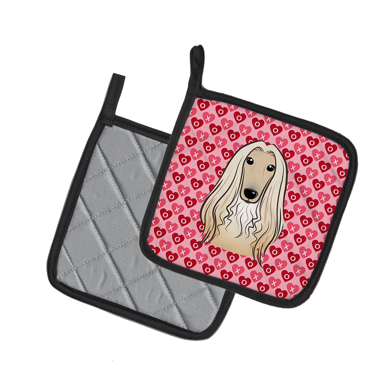 Afghan Hound Hearts Pot Holder Set of 2 | Quilted Hot Pads