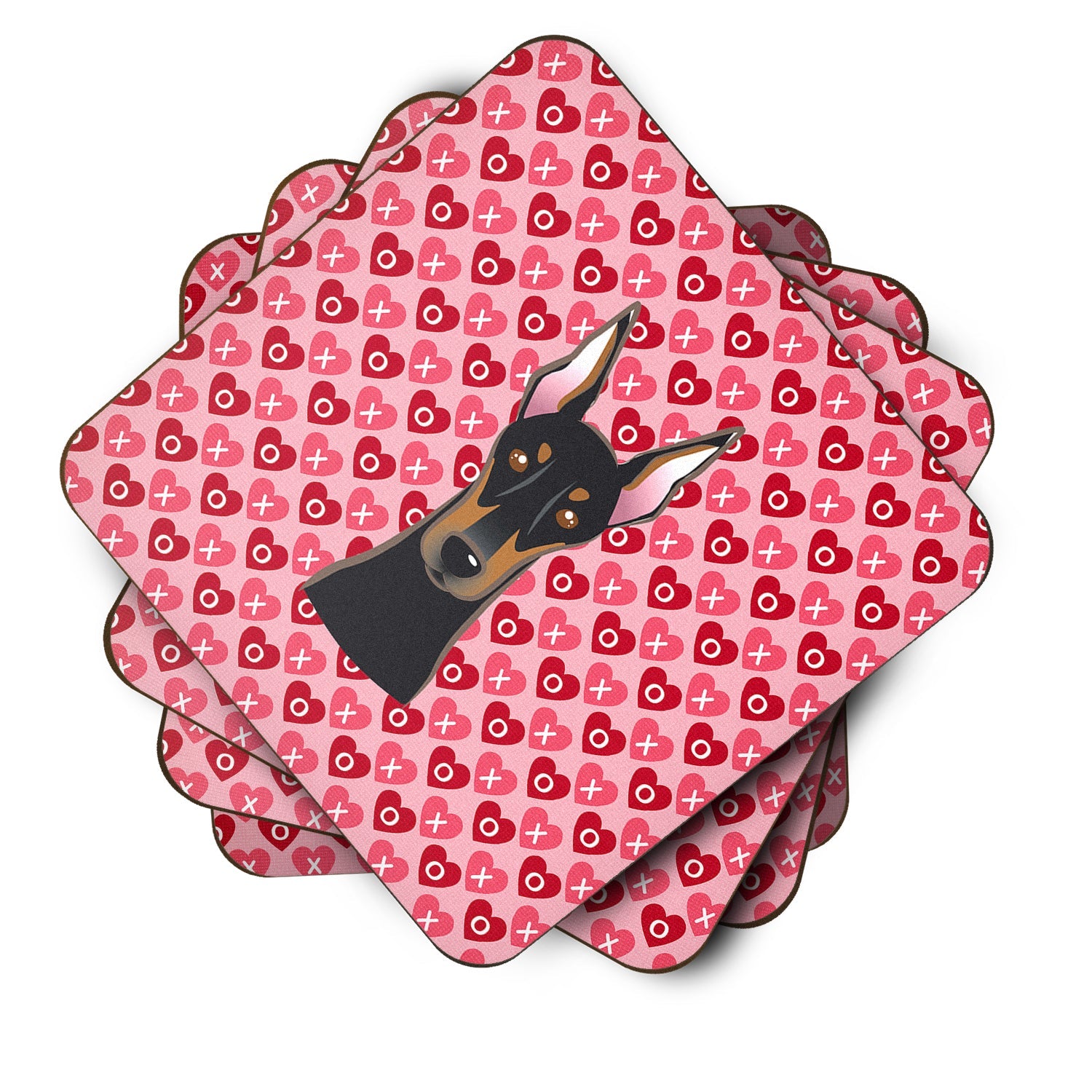 Doberman Pinscher Hearts Foam Coaster  BB5315FC