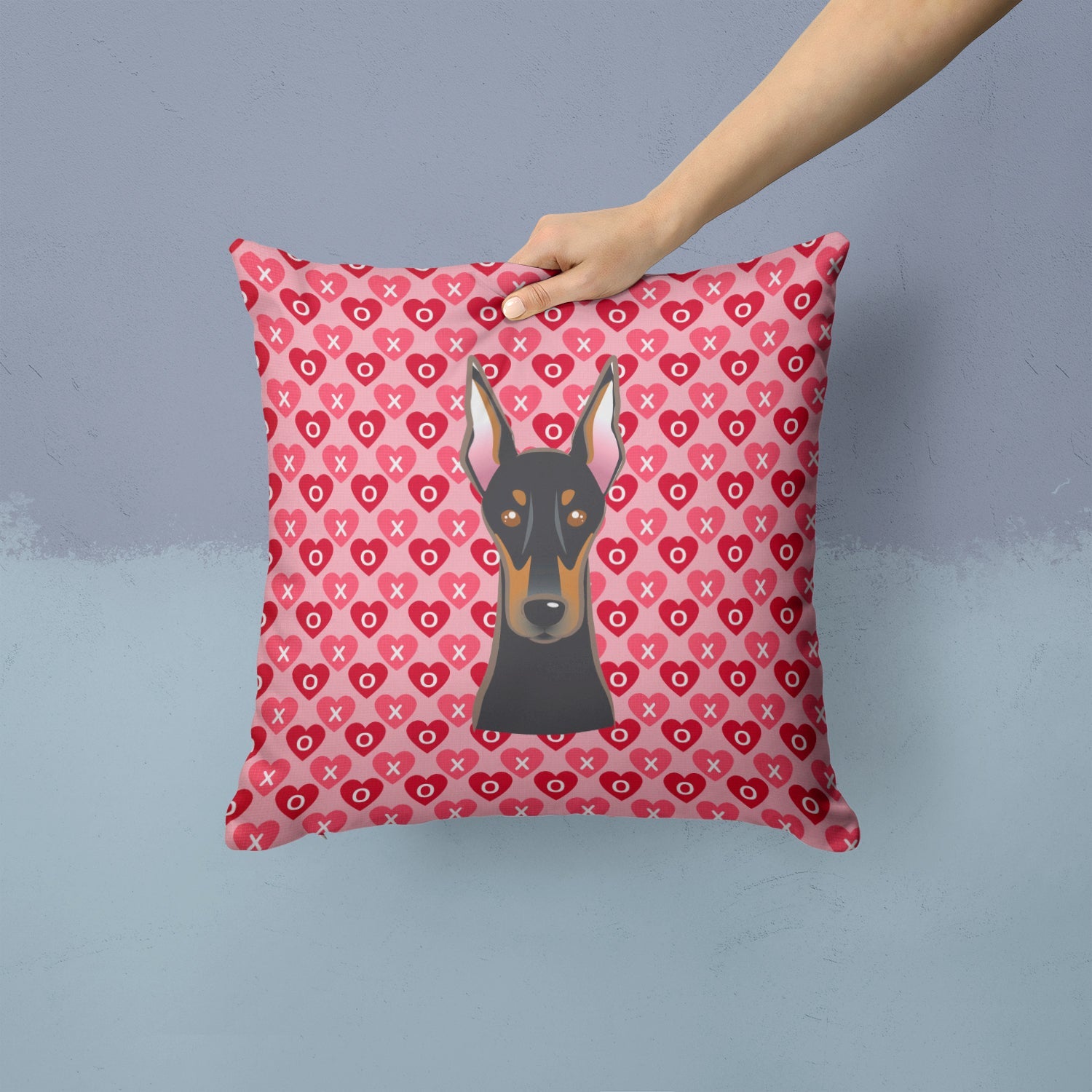 Doberman Pinscher Hearts Throw Pillow - 14x14 Decorative Pillow – Art for Your Home & Patio BB5315PW1414