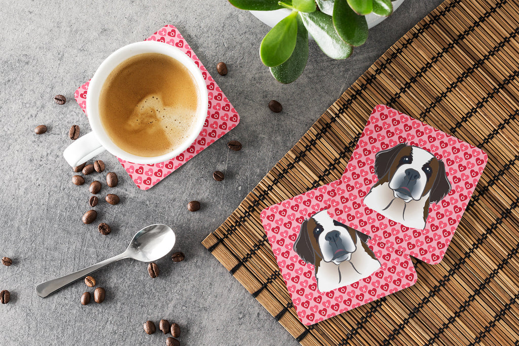 Saint Bernard Hearts Foam Coaster  BB5316FC