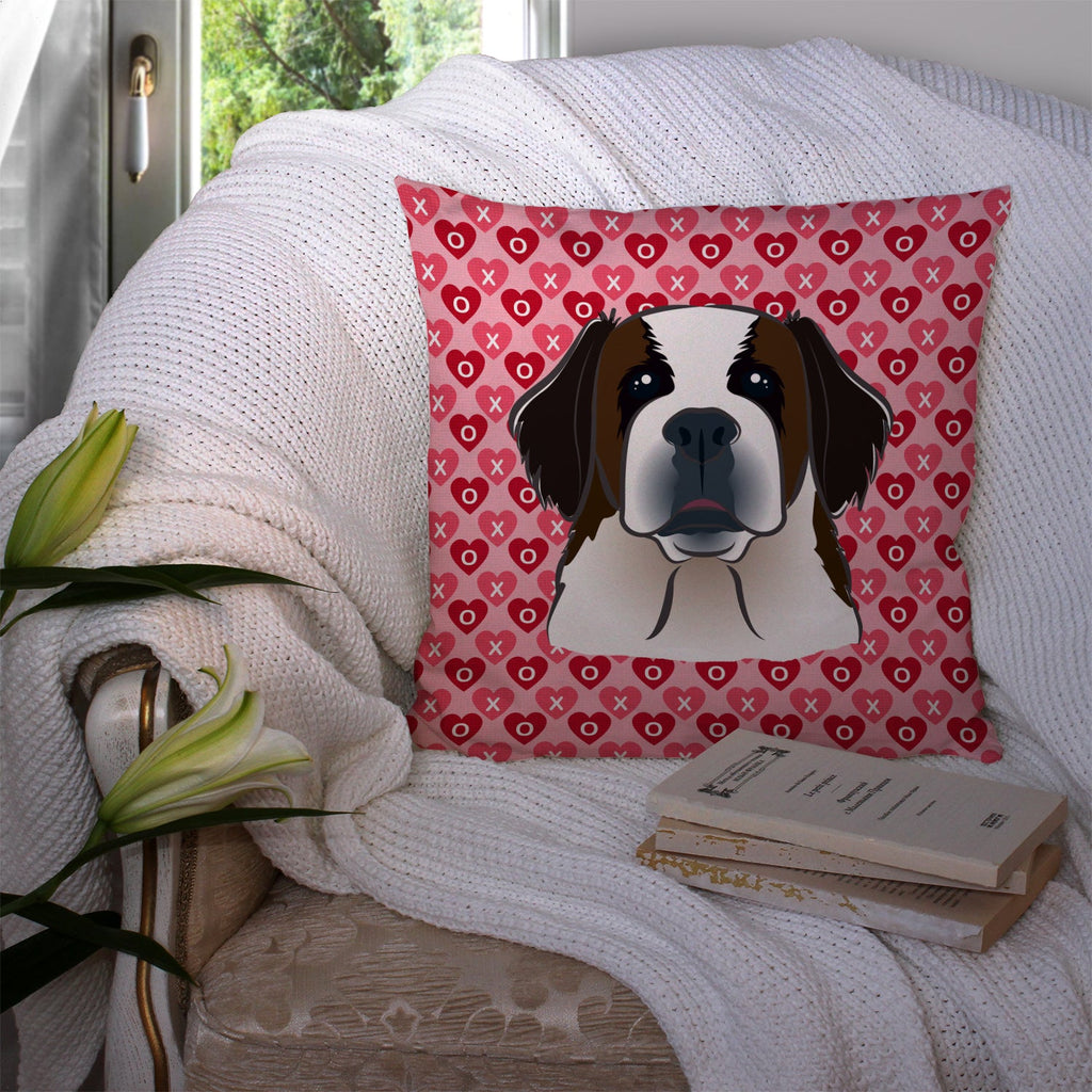 Saint Bernard Hearts Throw Pillow - 14x14 Decorative Pillow – Art for Your Home & Patio BB5316PW1414