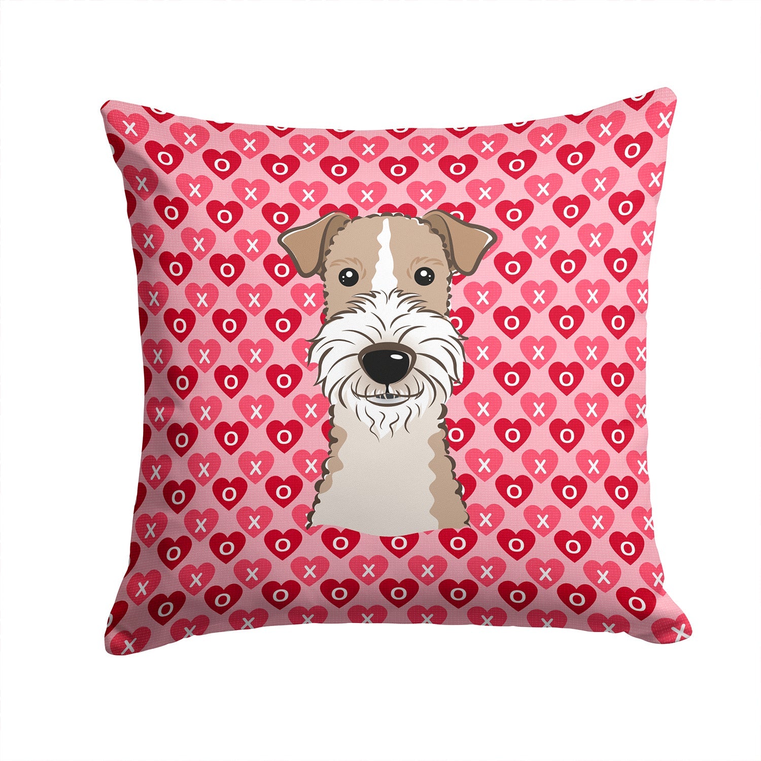 Wire Haired Fox Terrier Hearts Throw Pillow - 14x14 Decorative Pillow – Art for Your Home & Patio BB5317PW1414