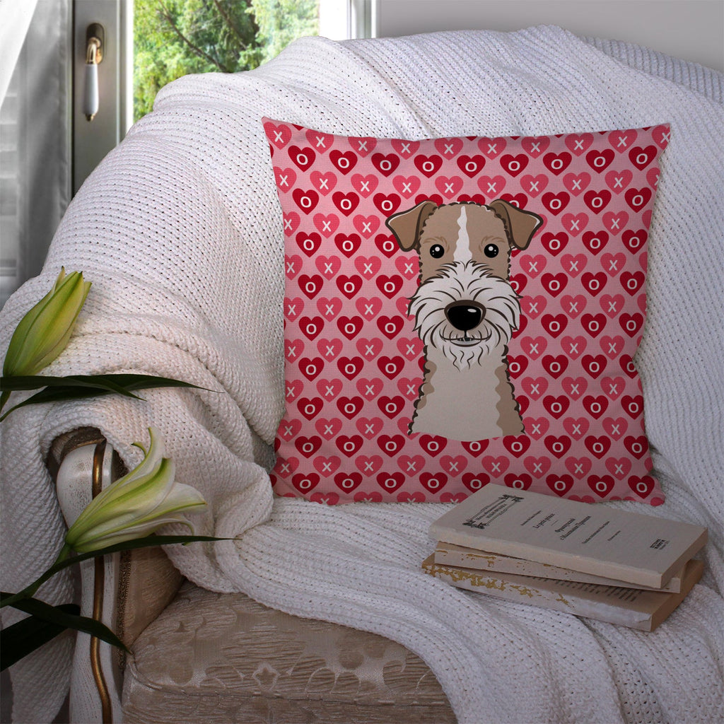 Wire Haired Fox Terrier Hearts Throw Pillow - 14x14 Decorative Pillow – Art for Your Home & Patio BB5317PW1414