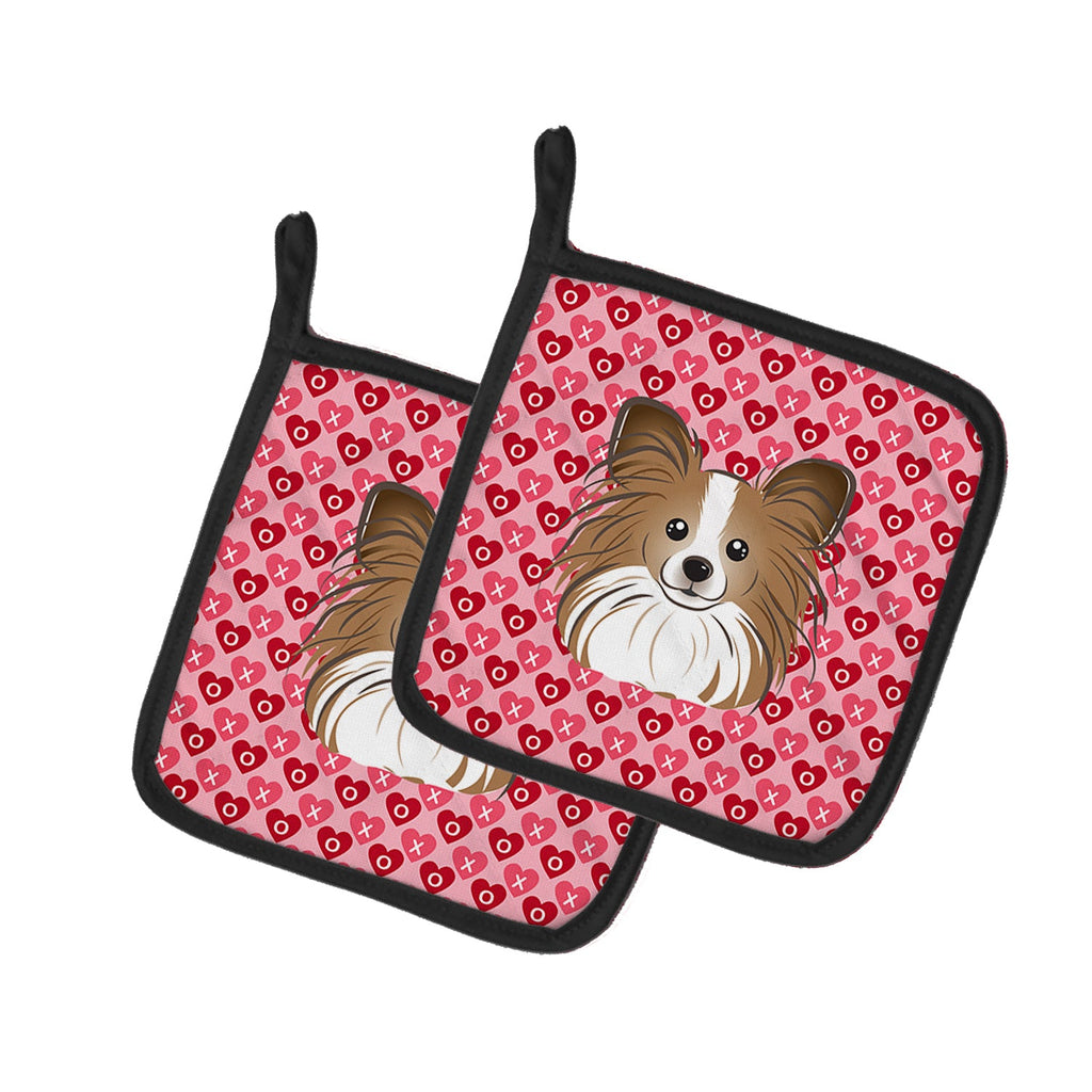 Papillon Hearts Pot Holder Set of 2 | Quilted Hot Pads