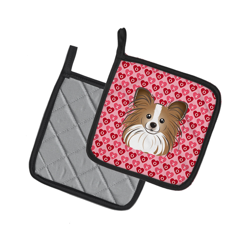 Papillon Hearts Pot Holder Set of 2 | Quilted Hot Pads