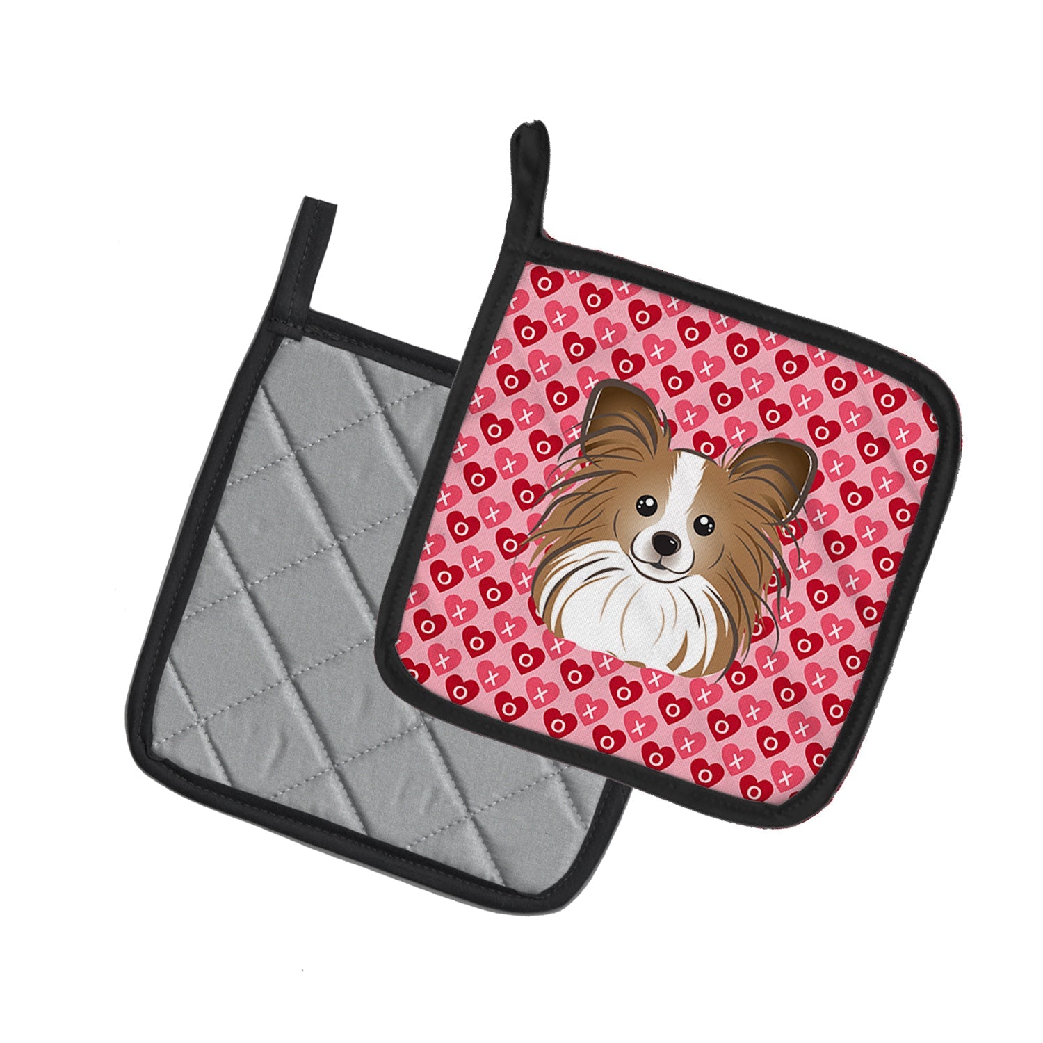 Papillon Hearts Pot Holder Set of 2 | Quilted Hot Pads