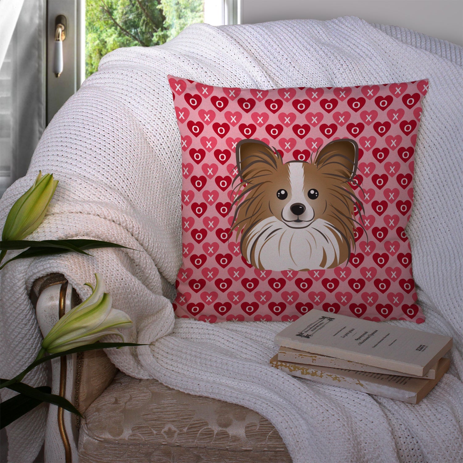 Papillon Hearts Throw Pillow - 14x14 Decorative Pillow – Art for Your Home & Patio BB5318PW1414