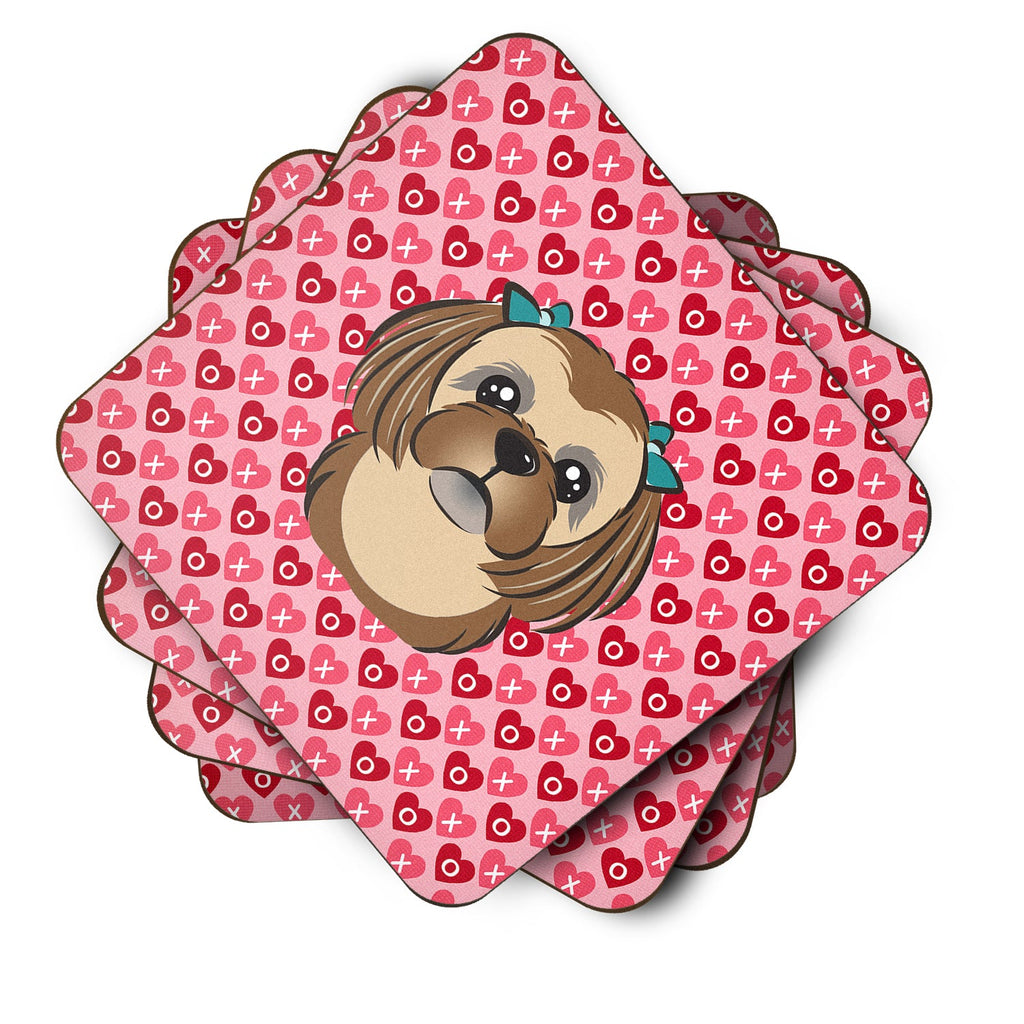 Chocolate Brown Shih Tzu Hearts Foam Coaster  BB5319FC
