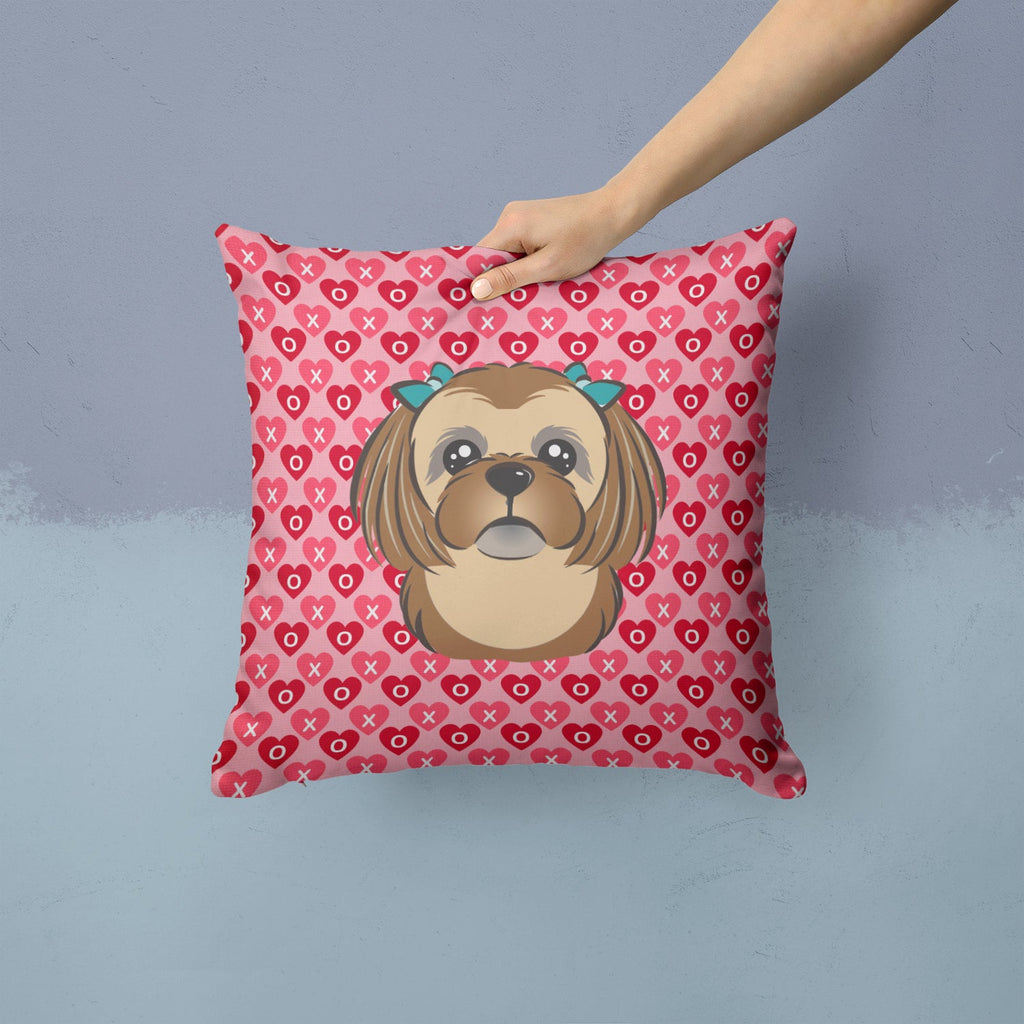 Chocolate Brown Shih Tzu Hearts Throw Pillow - 14x14 Decorative Pillow – Art for Your Home & Patio BB5319PW1414