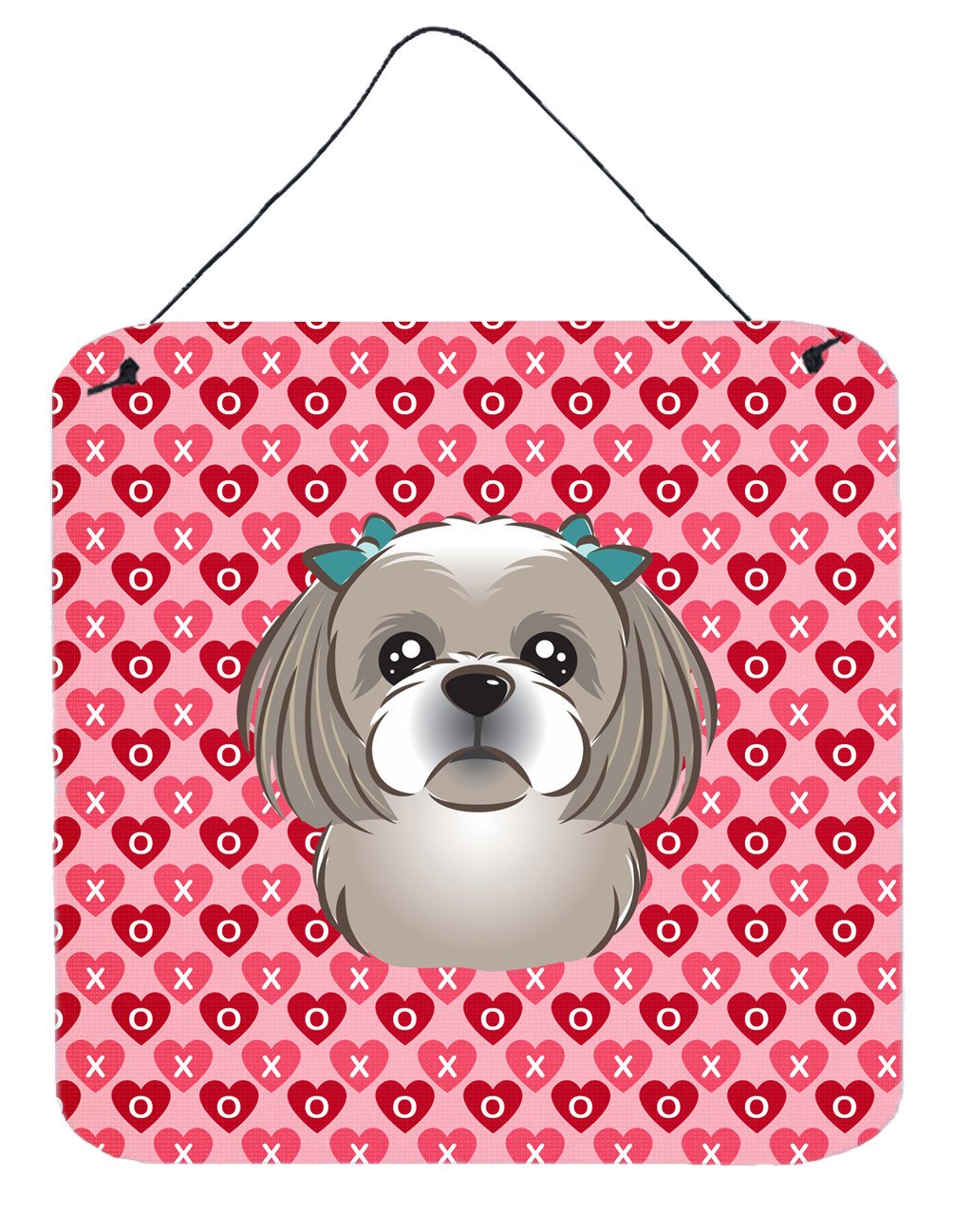 Gray Silver Shih Tzu Hearts Wall or Door Hanging Prints BB5320DS66