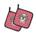 Gray Silver Shih Tzu Hearts Pot Holders - Set of 2 - Heat-Resistant Kitchen Essentials BB5320PTHD