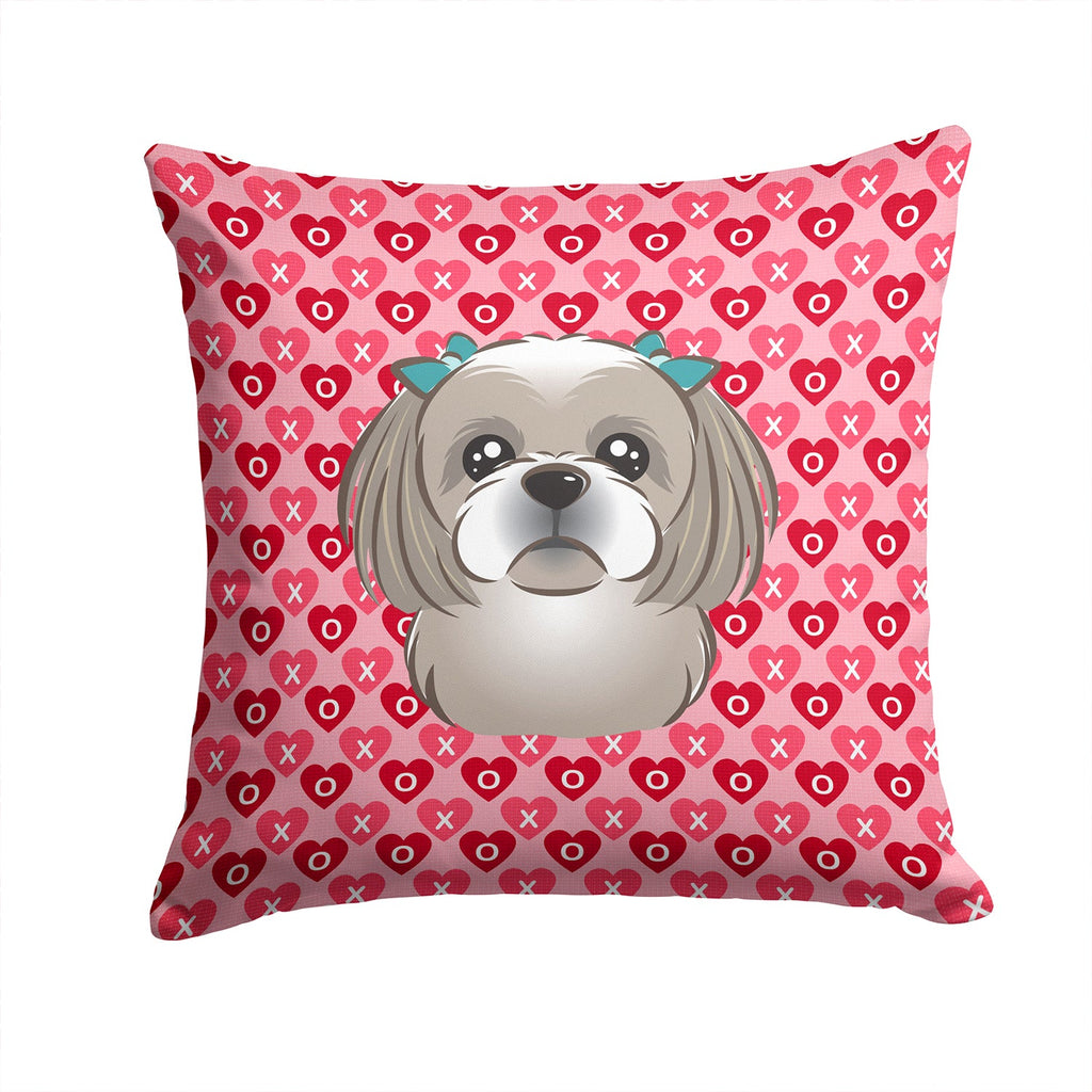 Gray Silver Shih Tzu Hearts Throw Pillow - 14x14 Decorative Pillow – Art for Your Home & Patio BB5320PW1414