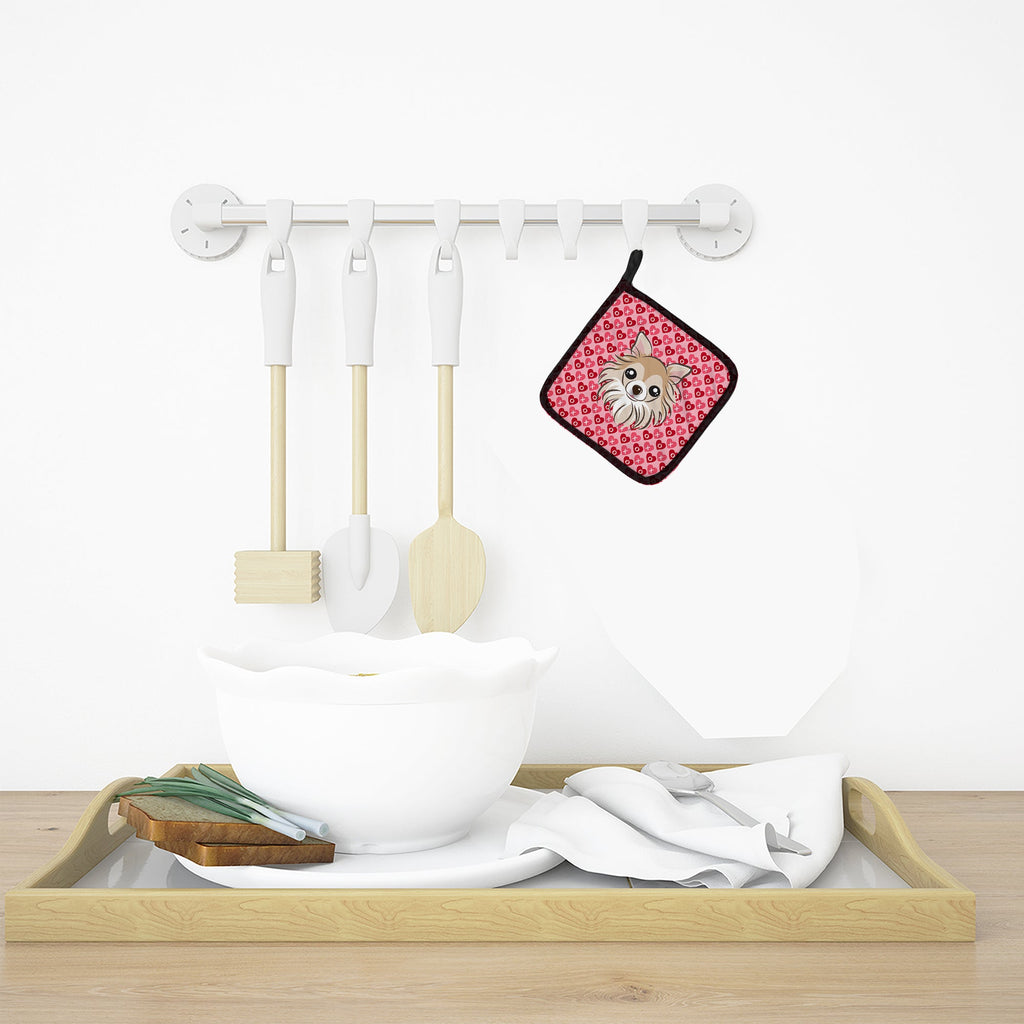 Chihuahua Hearts Pot Holders - Set of 2 - Heat-Resistant Kitchen Essentials BB5321PTHD