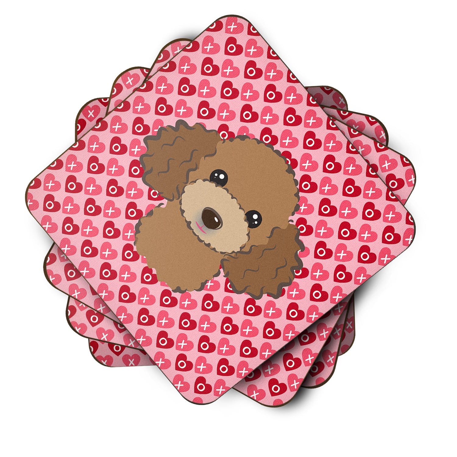 Chocolate Brown Poodle Hearts Foam Coaster  BB5326FC