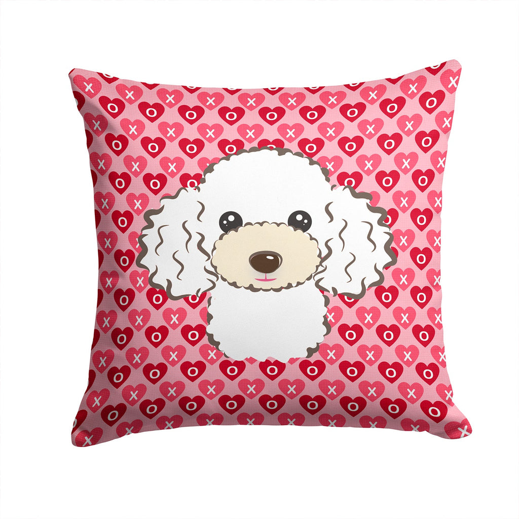 White Poodle Hearts Throw Pillow - 14x14 Decorative Pillow – Art for Your Home & Patio BB5327PW1414