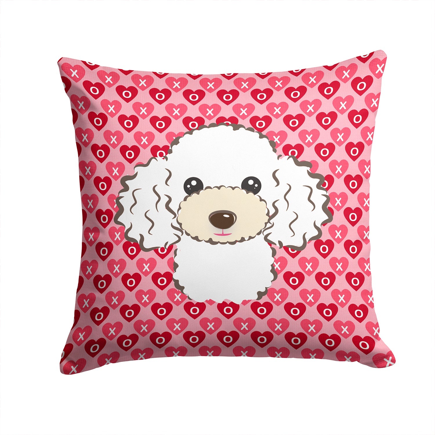 White Poodle Hearts Throw Pillow - 14x14 Decorative Pillow – Art for Your Home & Patio BB5327PW1414