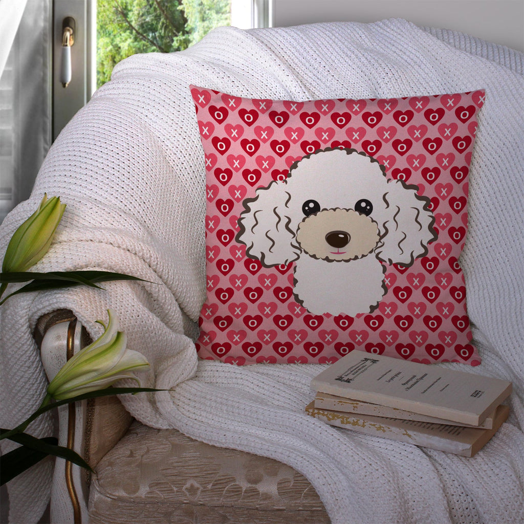 White Poodle Hearts Throw Pillow - 14x14 Decorative Pillow – Art for Your Home & Patio BB5327PW1414