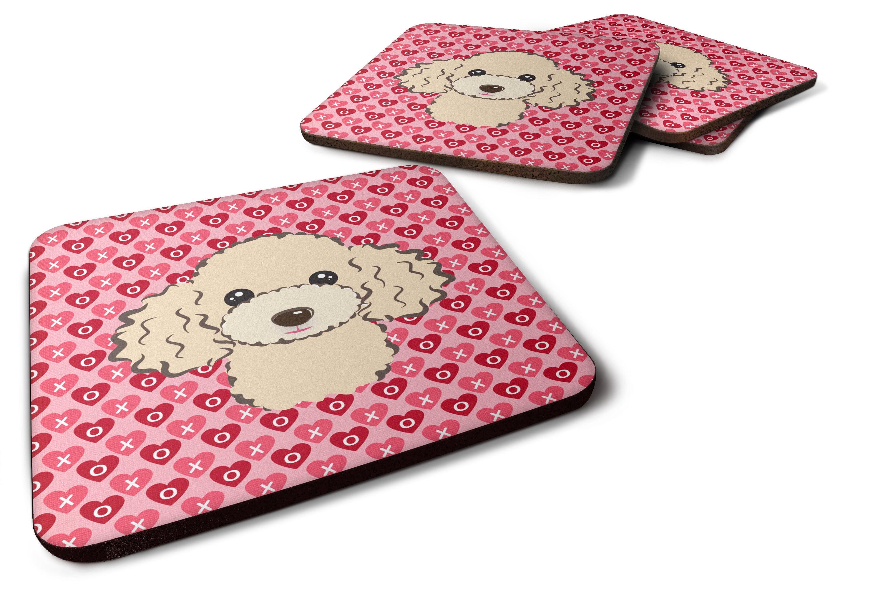Buff Poodle Hearts Foam Coaster  BB5328FC