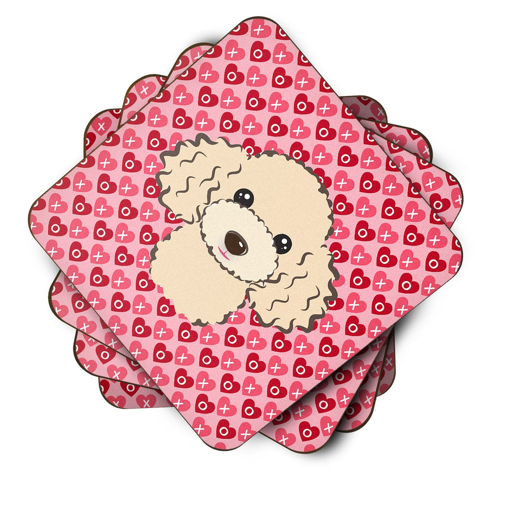 Buff Poodle Hearts Foam Coaster  BB5328FC