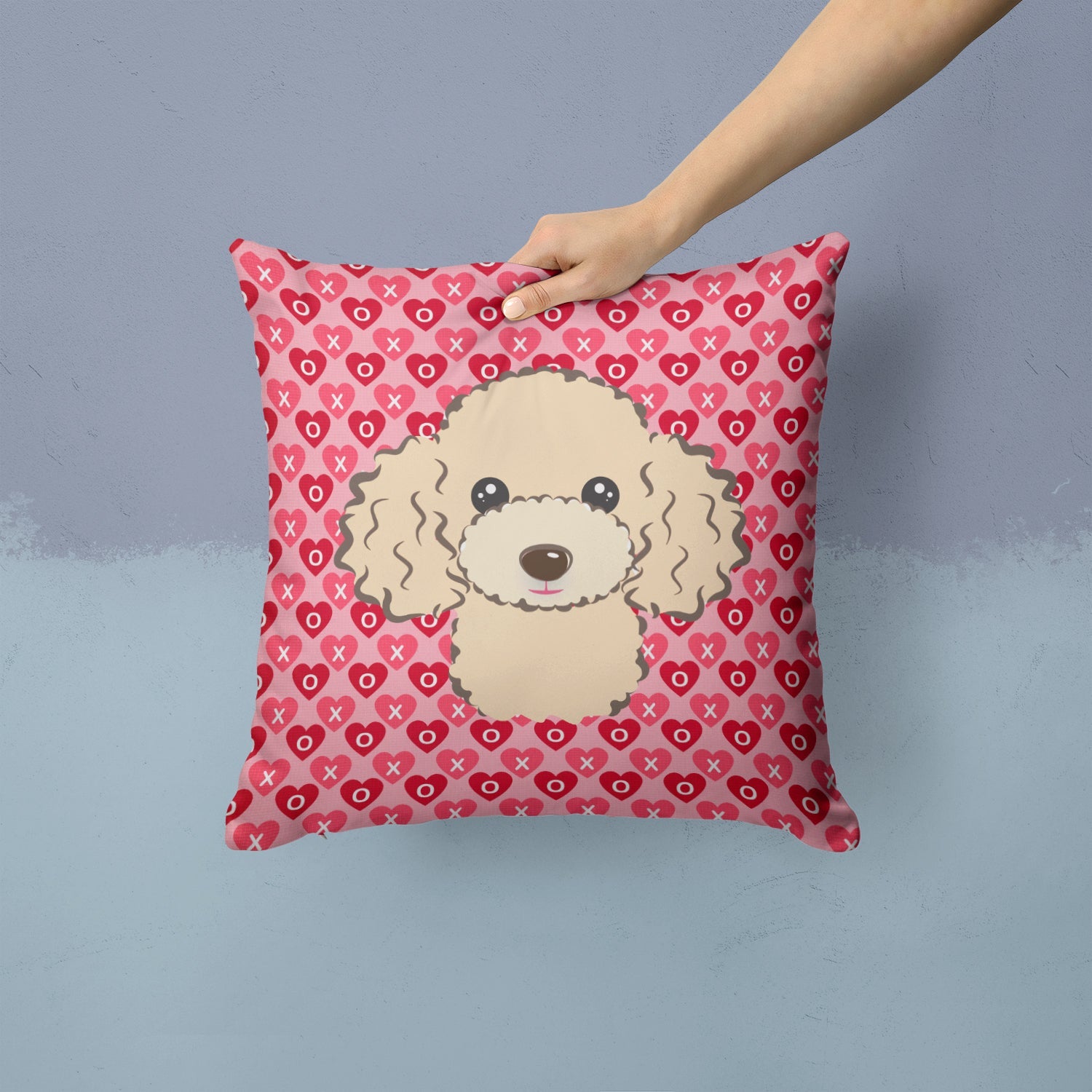 Buff Poodle Hearts Throw Pillow - 14x14 Decorative Pillow – Art for Your Home & Patio BB5328PW1414