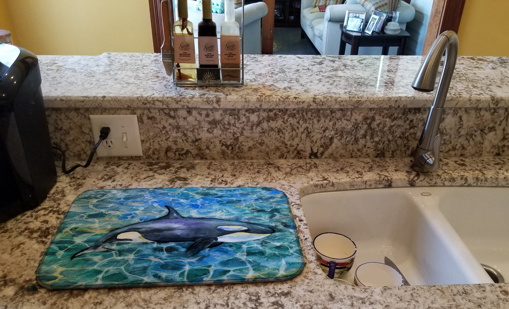 Killer Whale Orca Dish Drying Mat Absorbent Dish Drying Mat Pad for Kitchen Counter Dish Drainer Mat for Countertop, 14 x 21", Multicolor
