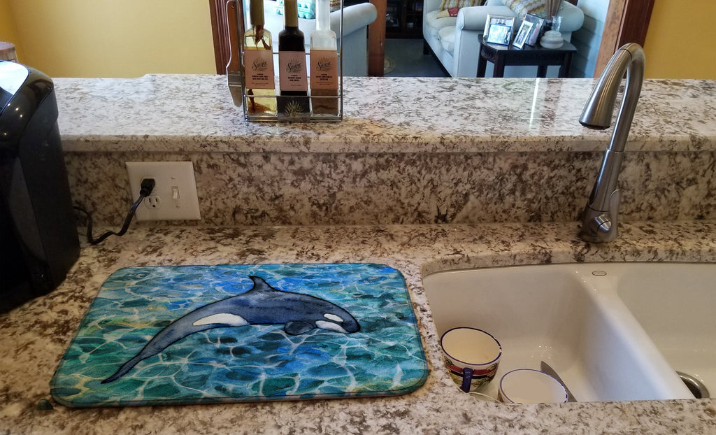 Killer Whale Orca #2 Dish Drying Mat Absorbent Dish Drying Mat Pad for Kitchen Counter Dish Drainer Mat for Countertop, 14 x 21", Multicolor