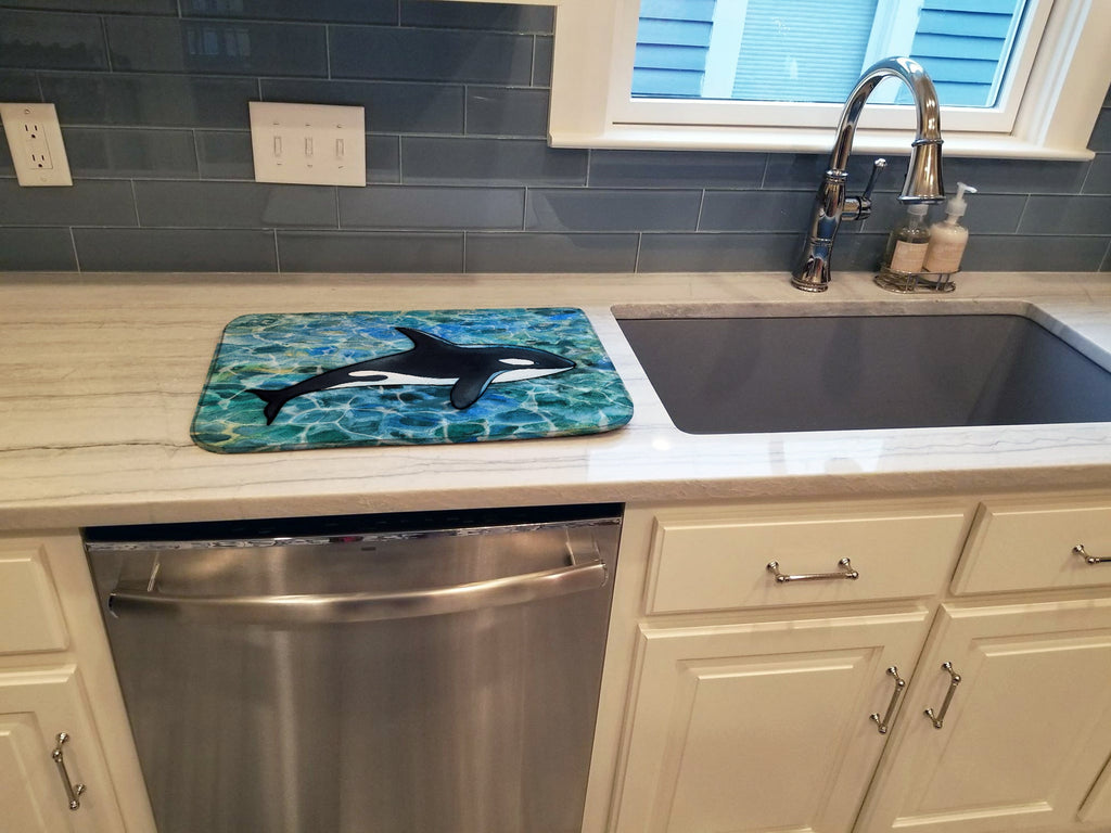 Killer Whale Orca Dish Drying Mat Absorbent Dish Drying Mat Pad for Kitchen Counter Dish Drainer Mat for Countertop, 14 x 21", Multicolor