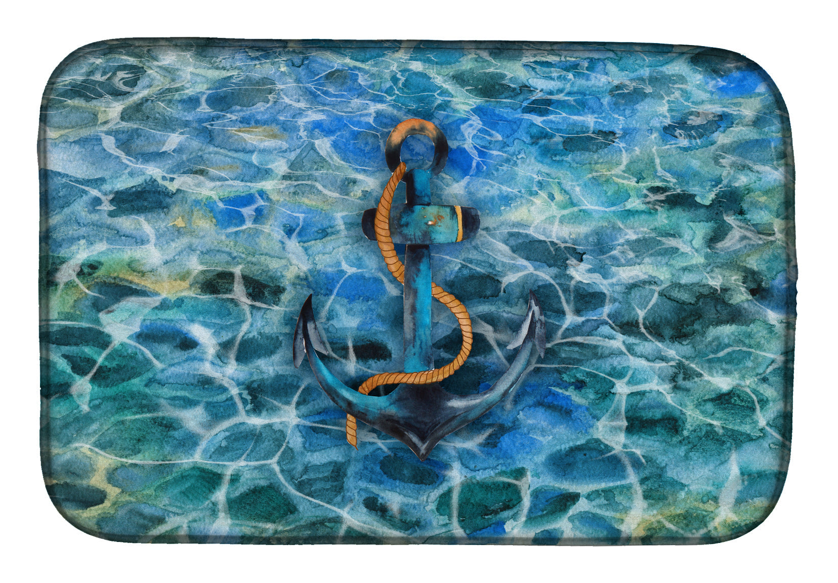 Anchor and Rope Dish Drying Mat Absorbent Dish Drying Mat Pad for Kitchen Counter Dish Drainer Mat for Countertop, 14 x 21", Multicolor