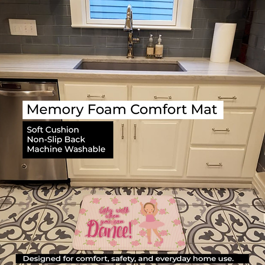 Ballet Brown Short Hair Memory Foam Kitchen Mat Machine Washable Anti-Fatigue Cushion Comfort Bath or Kitchen Rug