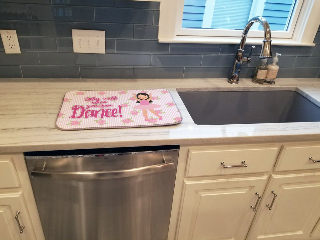 Ballet Long Dark Hair Dish Drying Mat Absorbent Dish Drying Mat Pad for Kitchen Counter Dish Drainer Mat for Countertop, 14 x 21", Multicolor