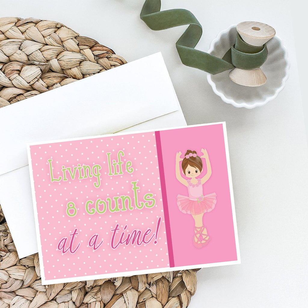 Ballet in 8 Counts Brunette Greeting Cards Pack of 8 Blank Cards with Envelopes Whimsical A7 Size 5x7