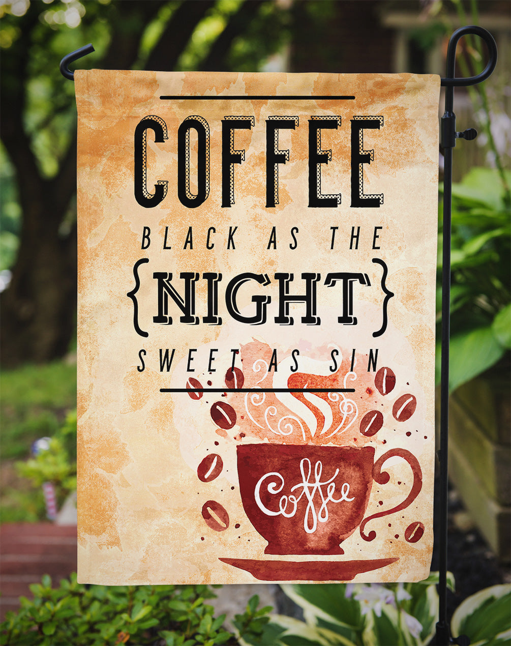 Black Coffee Sign Garden Flag Mailbox Decorative Yard Banner Outside Patio Artwork for Flower Beds, Garden Size, Multicolor