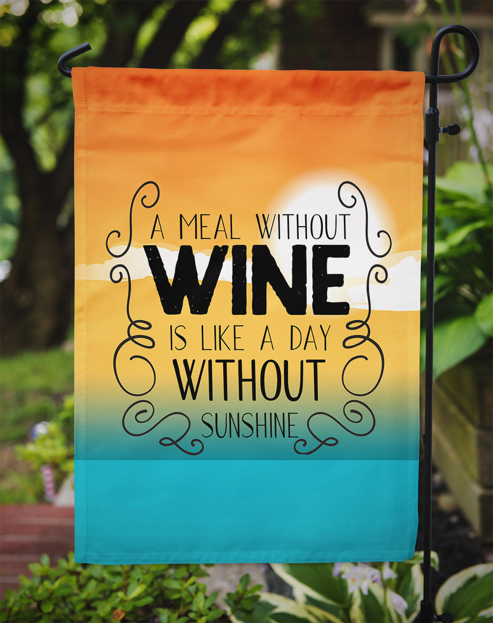 A Meal without Wine Sign Garden Flag Mailbox Decorative Yard Banner Outside Patio Artwork for Flower Beds, Garden Size, Multicolor