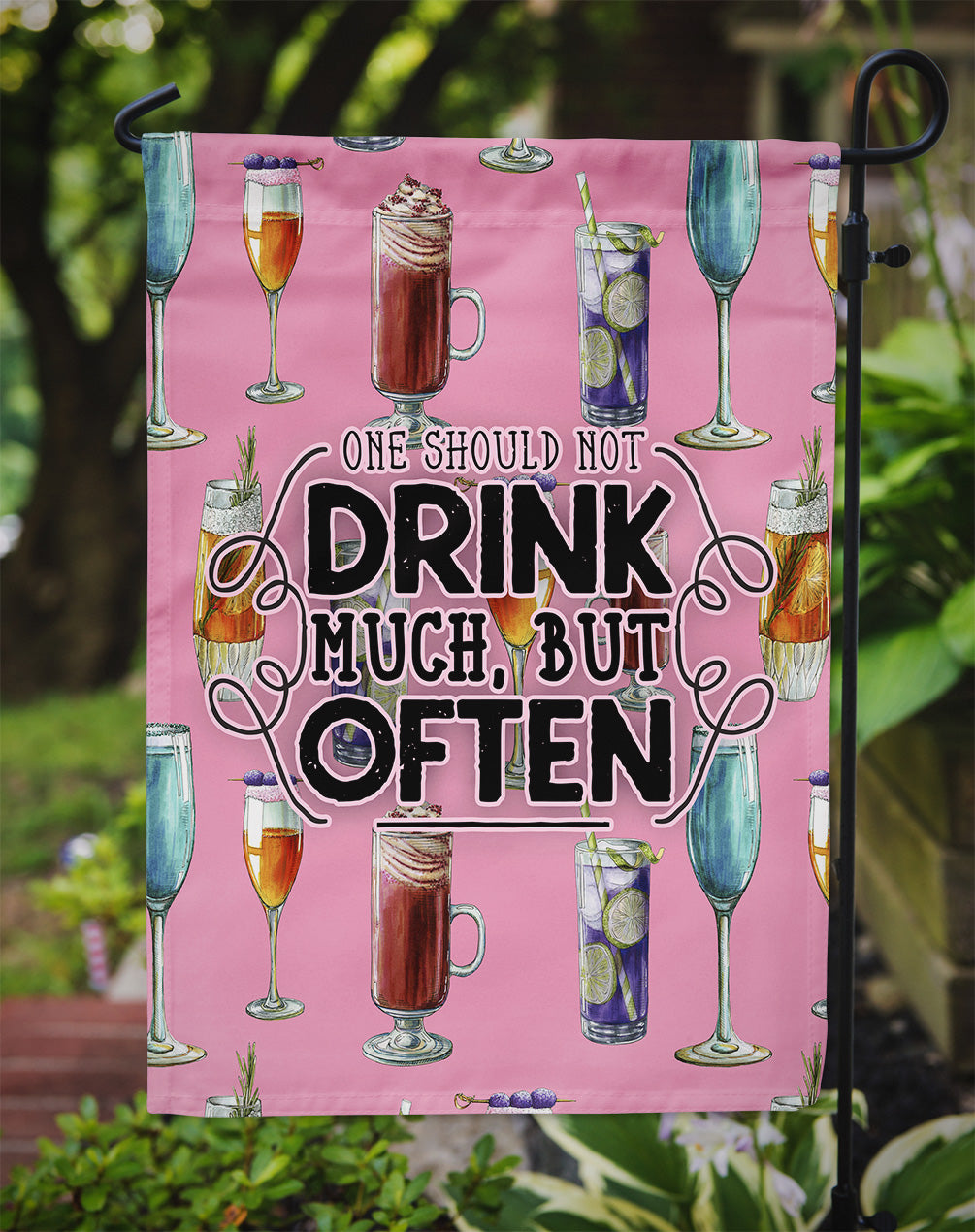 Coctails Drink Often Sign Garden Flag Mailbox Decorative Yard Banner Outside Patio Artwork for Flower Beds, Garden Size, Multicolor