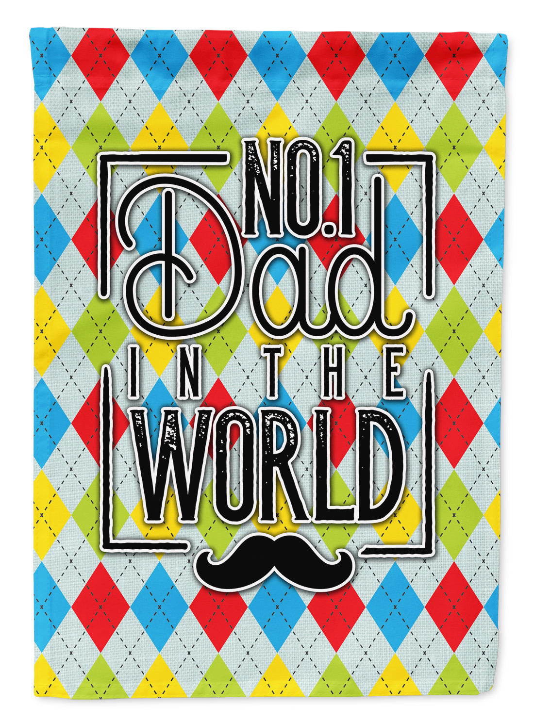 No 1 Dad in the World Argyle Garden Flag Mailbox Decorative Yard Banner Outside Patio Artwork for Flower Beds, Garden Size, Multicolor