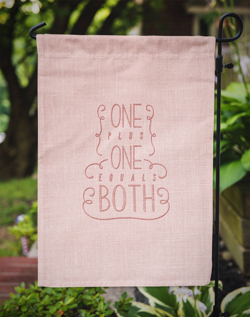 One Plus One Equals Both Garden Flag Mailbox Decorative Yard Banner Outside Patio Artwork for Flower Beds, Garden Size, Multicolor