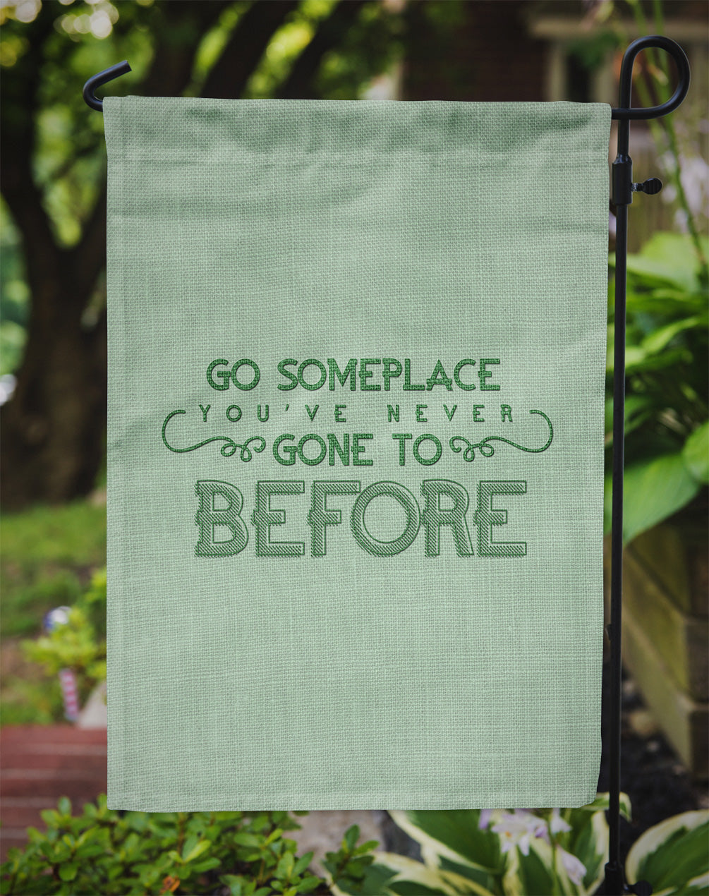 Go Someplace You've Never Garden Flag Mailbox Decorative Yard Banner Outside Patio Artwork for Flower Beds, Garden Size, Multicolor