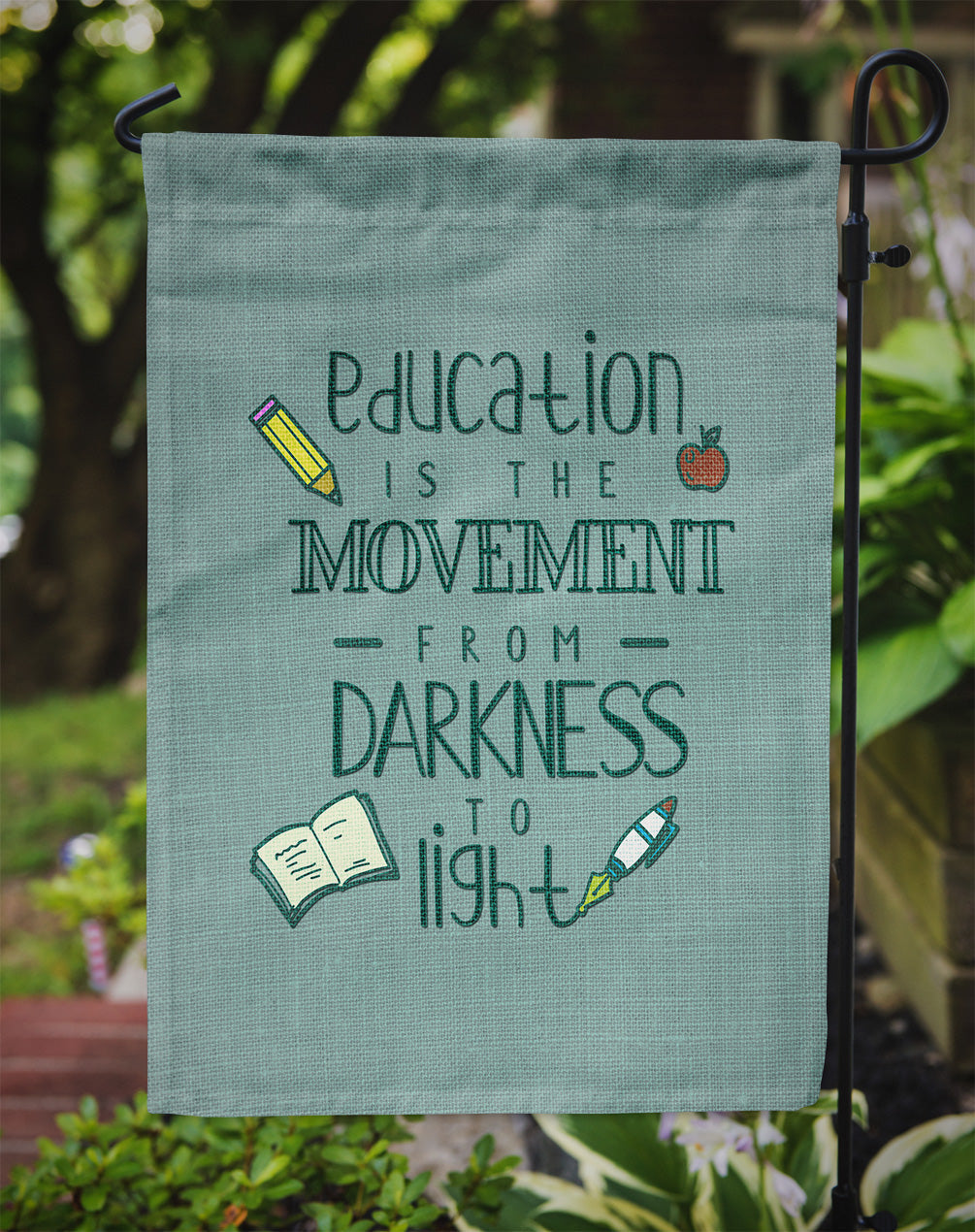 Education is Movement Teacher Garden Flag Mailbox Decorative Yard Banner Outside Patio Artwork for Flower Beds, Garden Size, Multicolor