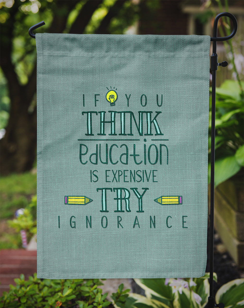 Education is Expensive Teacher Garden Flag Mailbox Decorative Yard Banner Outside Patio Artwork for Flower Beds, Garden Size, Multicolor