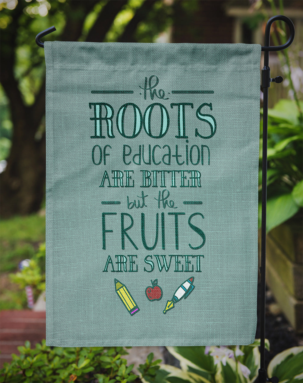 Education Fruits are Sweet Teacher Garden Flag Mailbox Decorative Yard Banner Outside Patio Artwork for Flower Beds, Garden Size, Multicolor