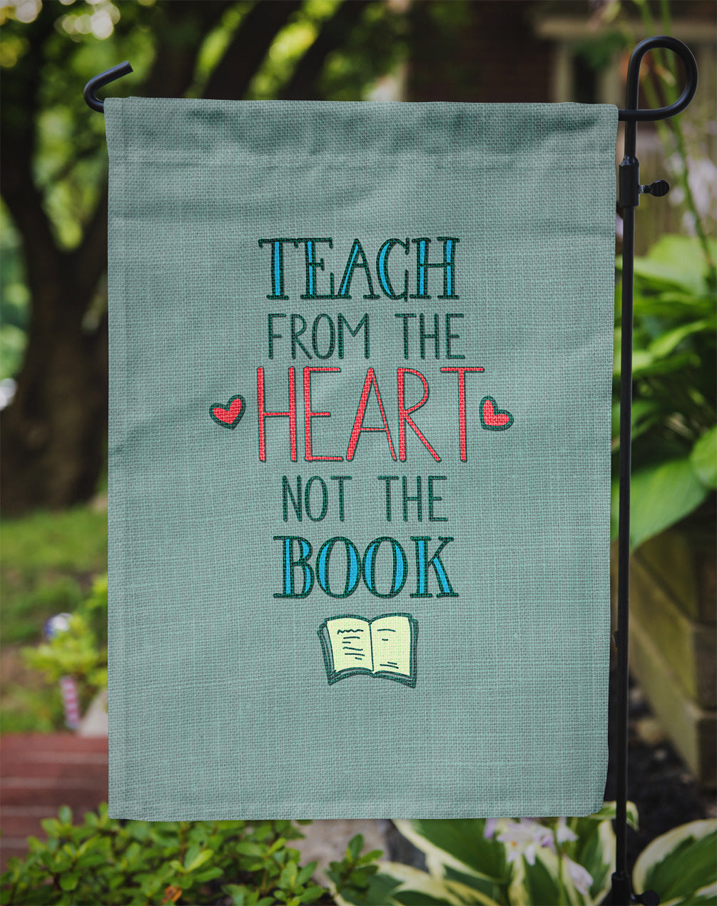 Teach from the Heart Teacher Garden Flag Mailbox Decorative Yard Banner Outside Patio Artwork for Flower Beds, Garden Size, Multicolor
