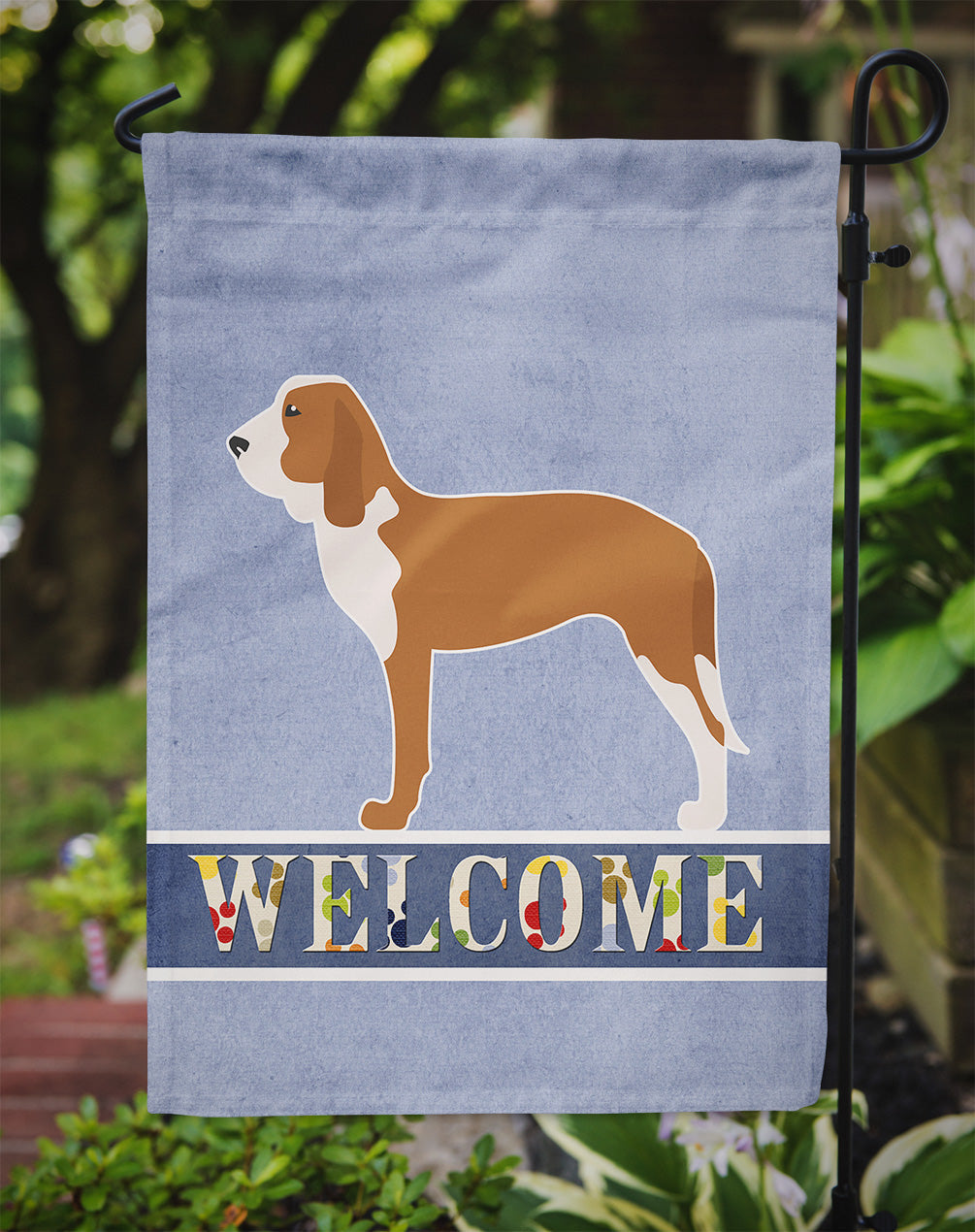 Spanish Hound Welcome Garden Flag Mailbox Decorative Yard Banner Outside Patio Artwork for Flower Beds, Garden Size, Multicolor