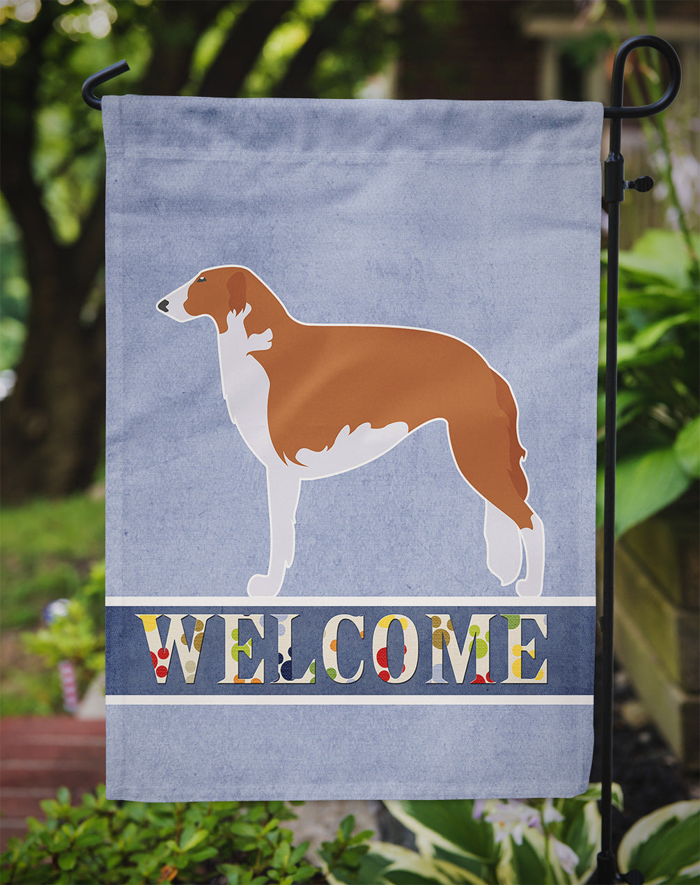 Borzoi Russian Greyhound Welcome Garden Flag Mailbox Decorative Yard Banner Outside Patio Artwork for Flower Beds, Garden Size, Multicolor