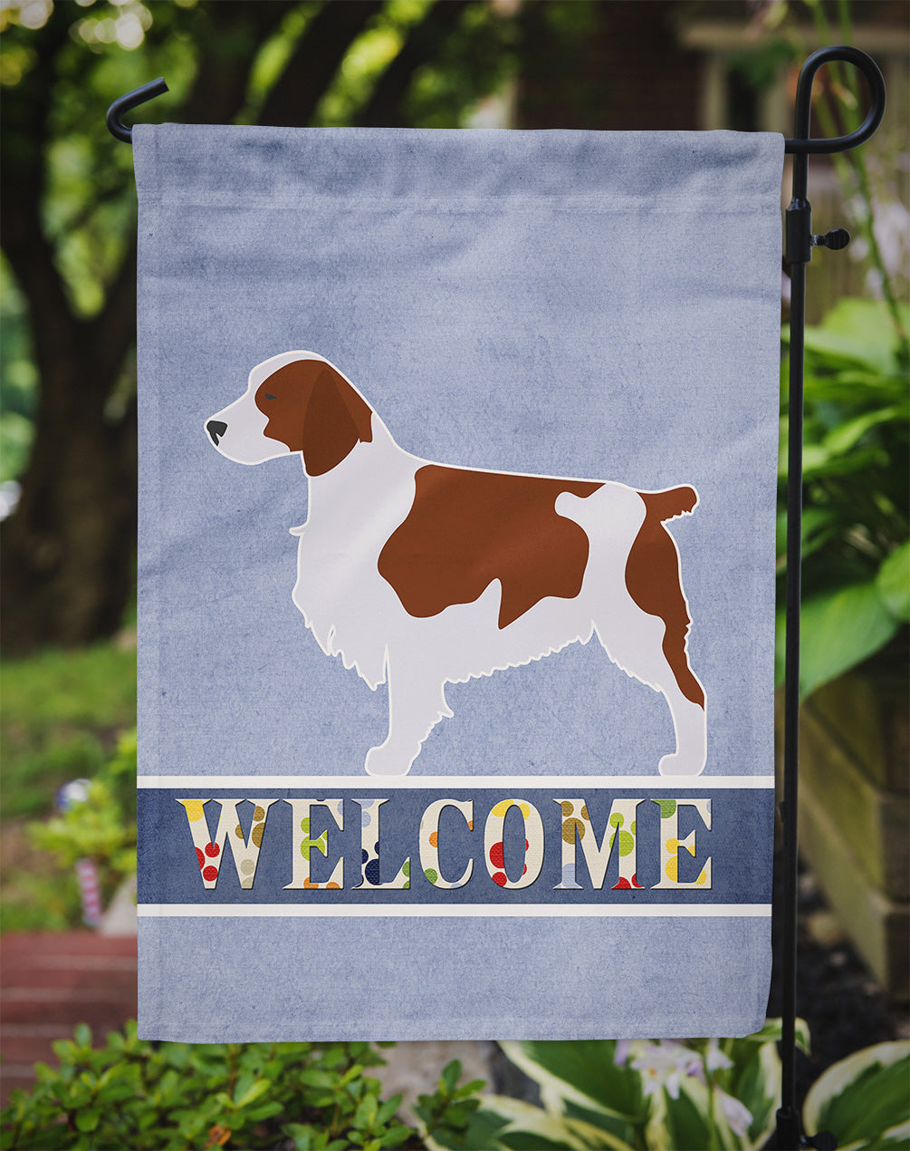 Welsh Springer Spaniel Welcome Garden Flag Mailbox Decorative Yard Banner Outside Patio Artwork for Flower Beds, Garden Size, Multicolor