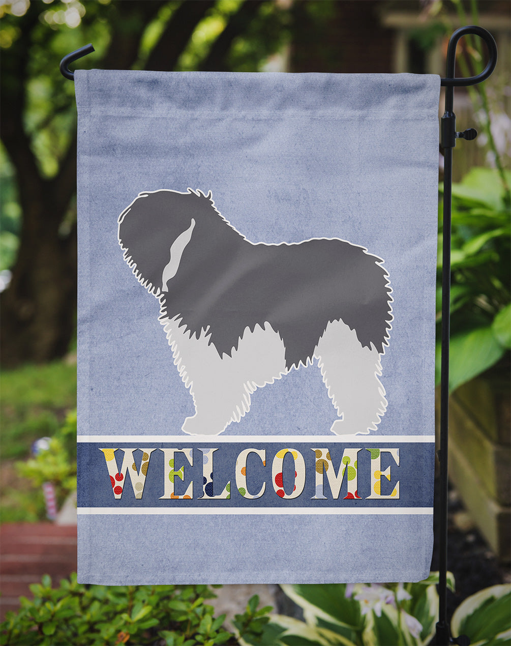 Polish Lowland Sheepdog Dog Welcome Garden Flag Mailbox Decorative Yard Banner Outside Patio Artwork for Flower Beds, Garden Size, Multicolor