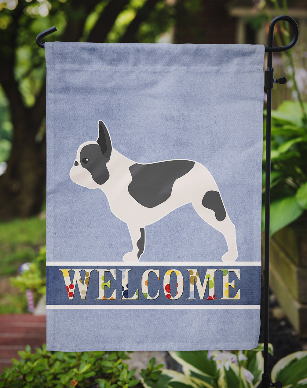 French Bulldog Welcome Garden Flag Mailbox Decorative Yard Banner Outside Patio Artwork for Flower Beds, Garden Size, Multicolor