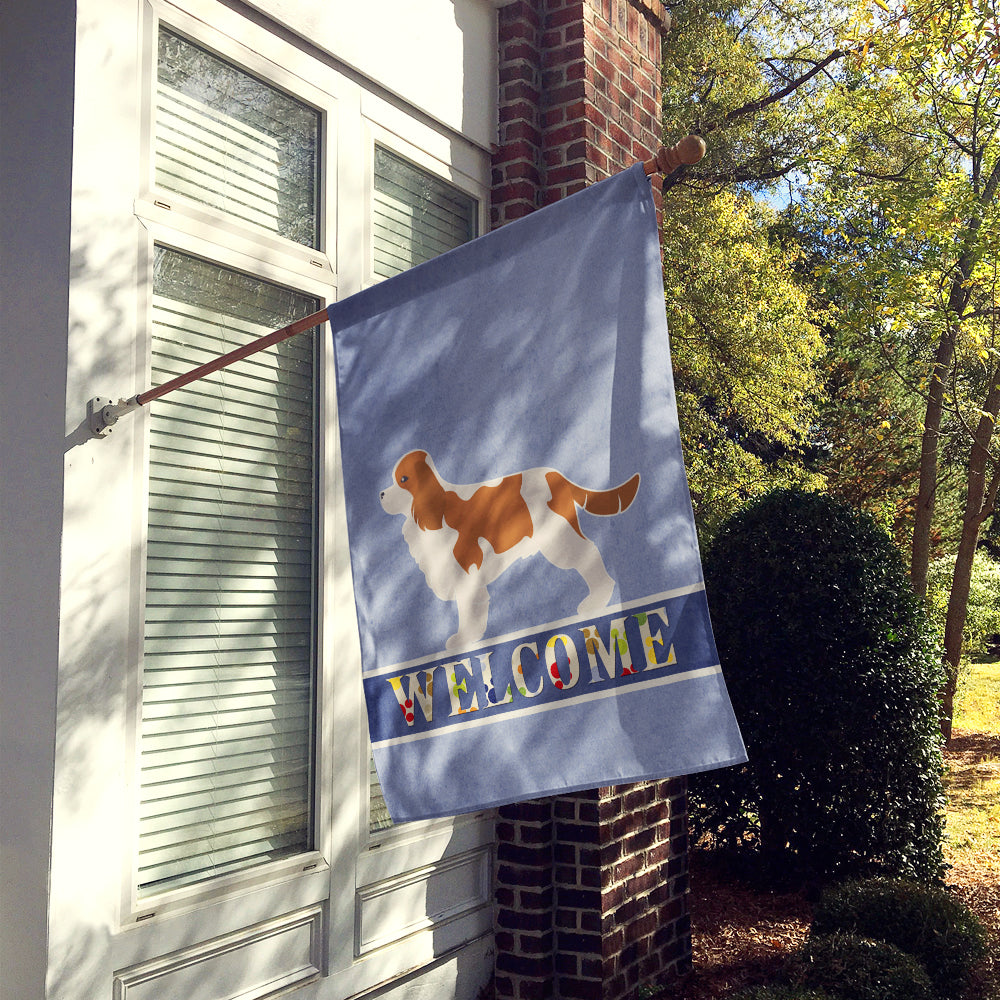 Cavalier King Charles Spaniel Welcome House Flag 28x40 Porch Sleeve Pole Decorative Outside Yard Banner Artwork Wall Hanging, Polyester