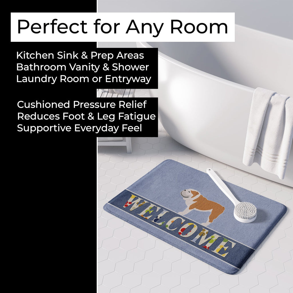 English Bulldog Welcome Memory Foam Kitchen Mat Machine Washable Anti-Fatigue Cushion Comfort Bath or Kitchen Rug