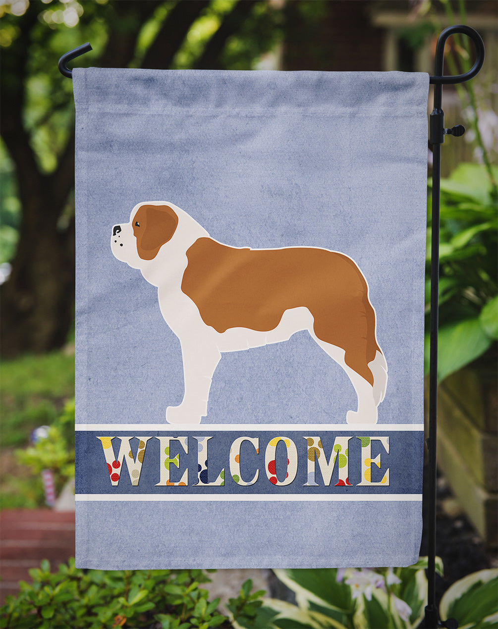 Saint Bernard Welcome Garden Flag Mailbox Decorative Yard Banner Outside Patio Artwork for Flower Beds, Garden Size, Multicolor