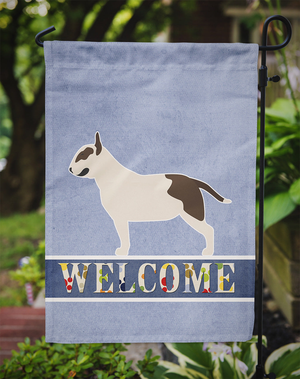 Bull Terrier Welcome Garden Flag Mailbox Decorative Yard Banner Outside Patio Artwork for Flower Beds, Garden Size, Multicolor